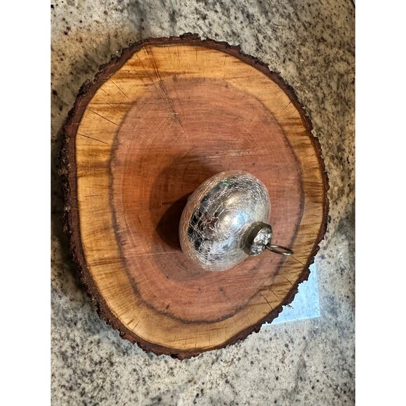 Pottery Barn VTG kugel style Silver Crackle mercury Glass Christmas Ornament - Picture 2 of 5